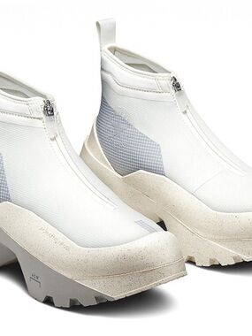 Converse A-COLD-WALL* White and Light Gray Platform Zip Ankle Heeled Boots wm7.5